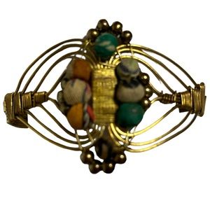 Boho Kantha Aasha Handmade Bracelet Cuff Wire Wrap Beaded
